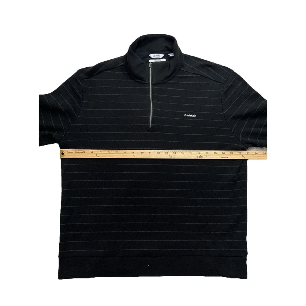Calvin Klein Men's Black Long Sleeve Quarter Zip Pullover Sweater Size XL‎